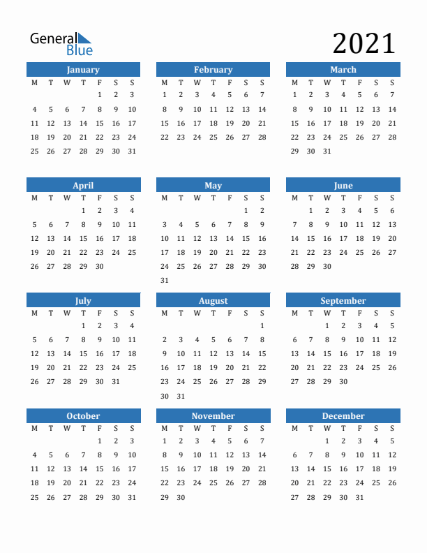 2021 Calendar