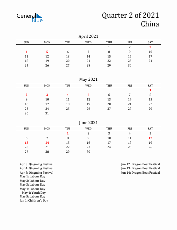 Quarter 2 2021 China Quarterly Calendar