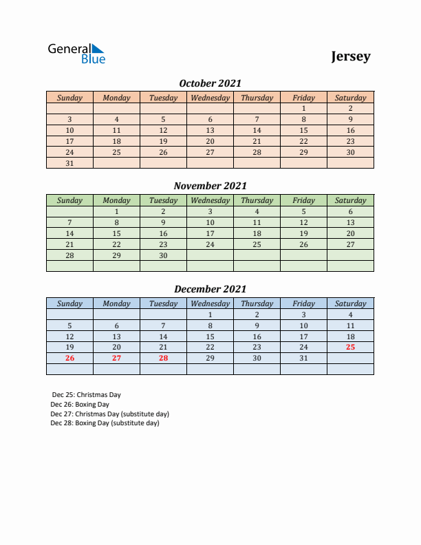 Q4 2021 Holiday Calendar - Jersey