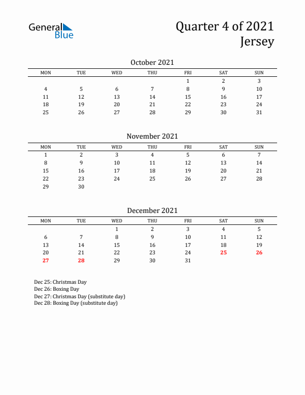 Quarter 4 2021 Jersey Quarterly Calendar