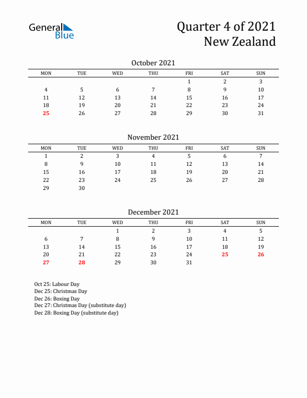 Quarter 4 2021 New Zealand Quarterly Calendar