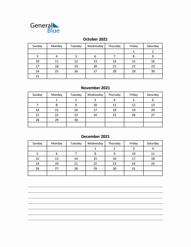 Free Printable Quarterly Calendar 2021