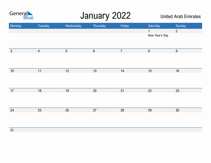 Fillable January 2022 Calendar