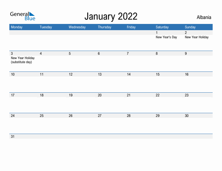 Fillable January 2022 Calendar