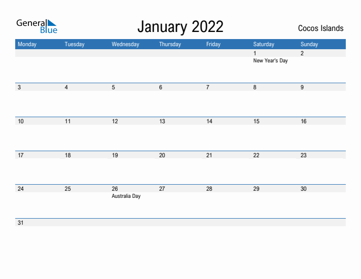 Fillable January 2022 Calendar