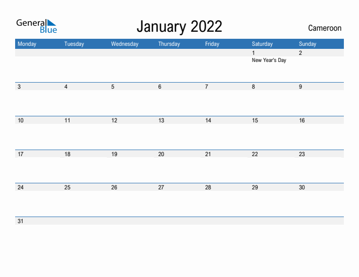 Fillable January 2022 Calendar