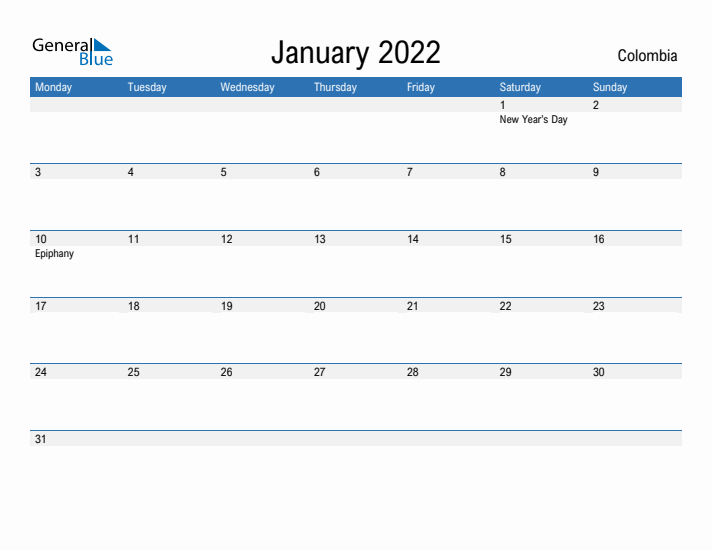 Fillable January 2022 Calendar