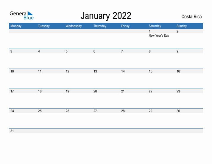 Fillable January 2022 Calendar