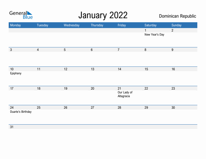 Fillable January 2022 Calendar