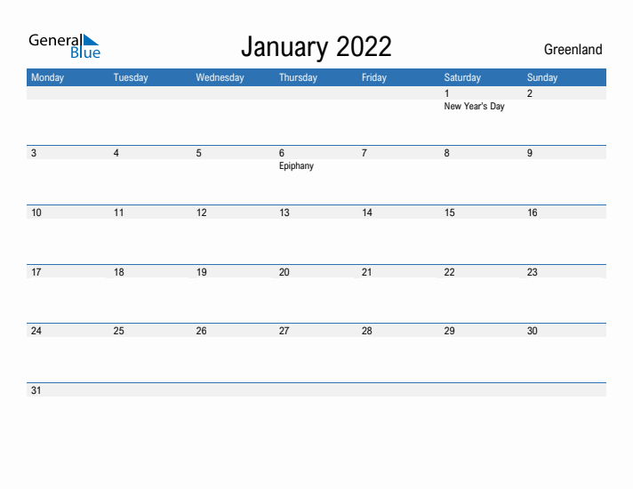 Fillable January 2022 Calendar