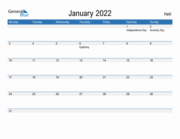 Fillable January 2022 Calendar