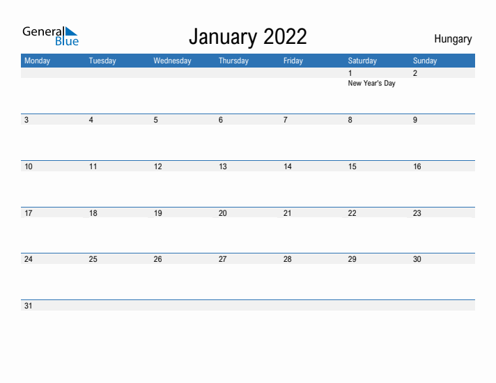 Fillable January 2022 Calendar