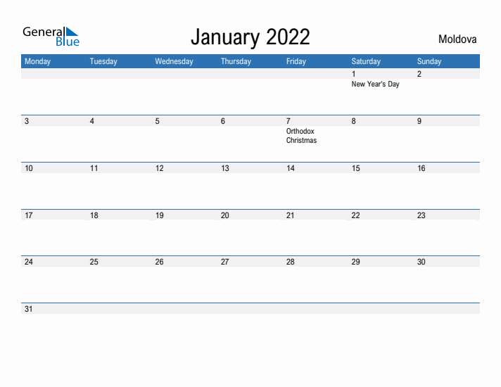 Fillable January 2022 Calendar