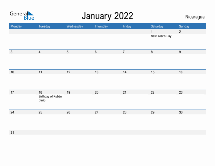 Fillable January 2022 Calendar