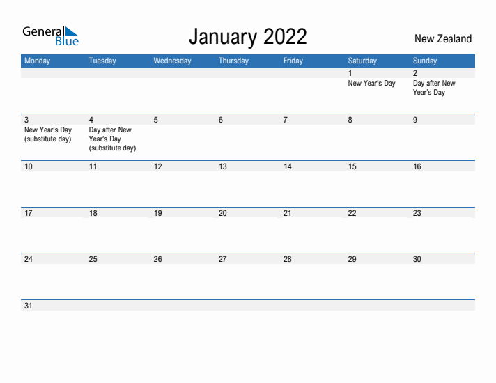 Fillable January 2022 Calendar