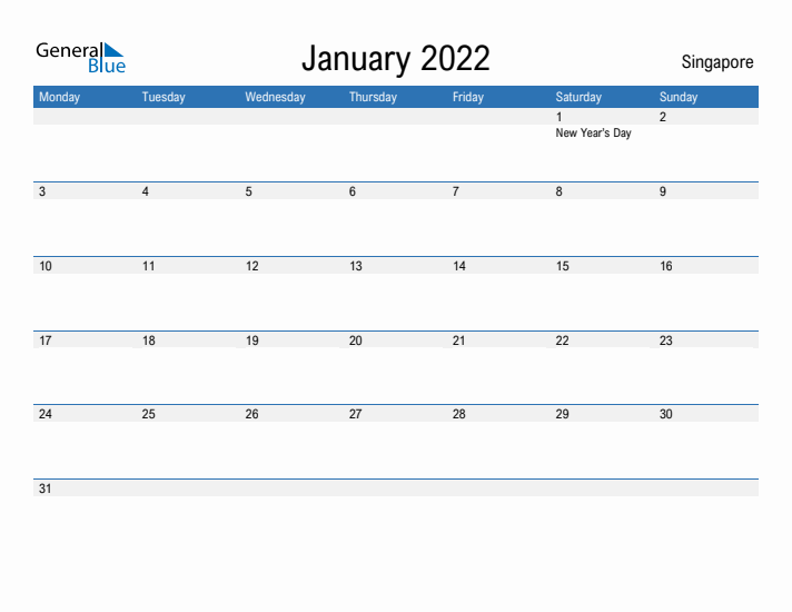 Fillable January 2022 Calendar