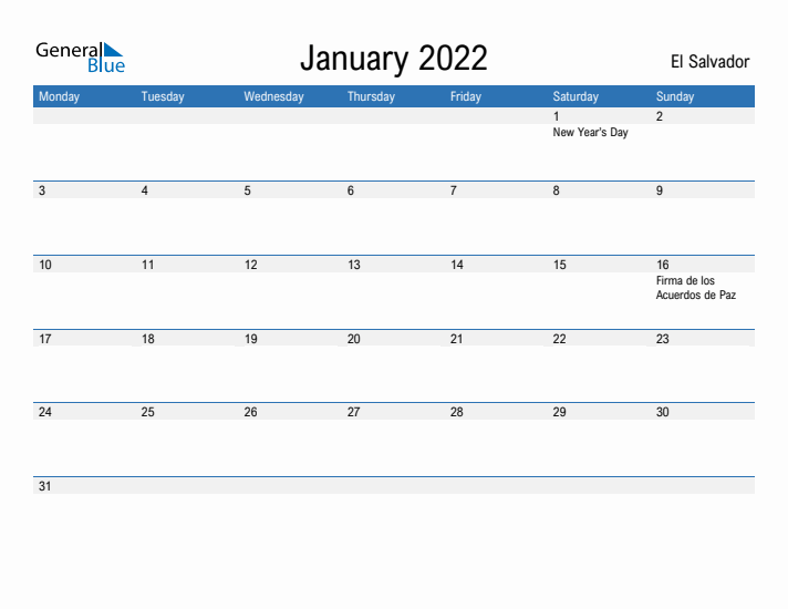 Fillable January 2022 Calendar