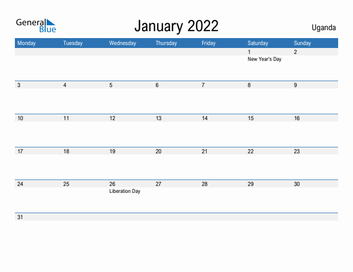 Fillable January 2022 Calendar