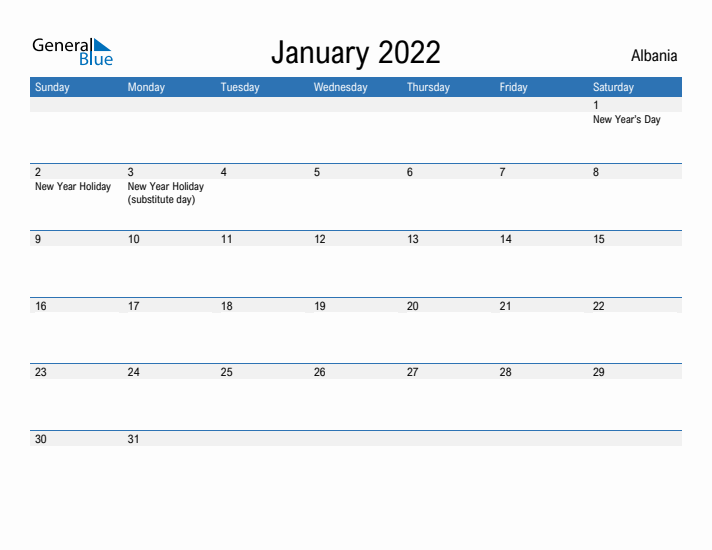 Fillable January 2022 Calendar