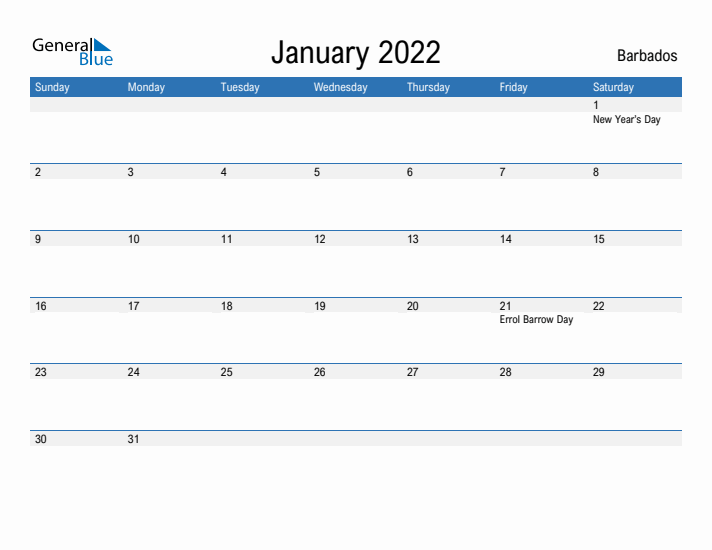 Fillable January 2022 Calendar