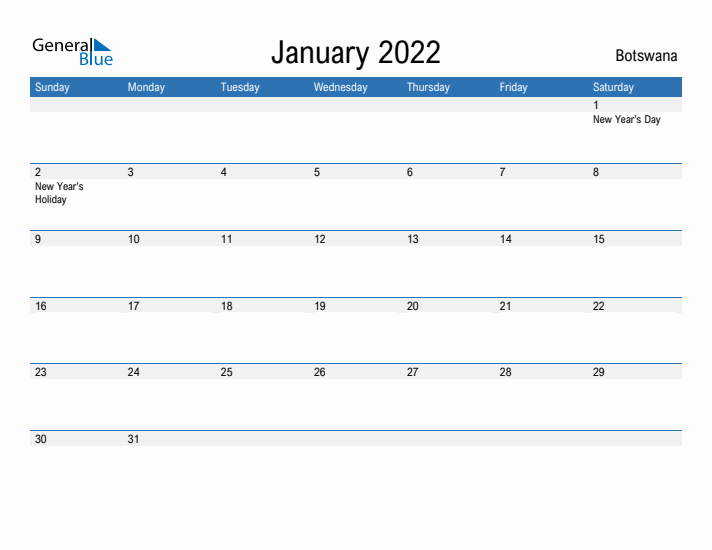 Fillable January 2022 Calendar