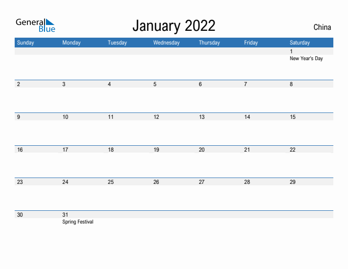 Fillable January 2022 Calendar