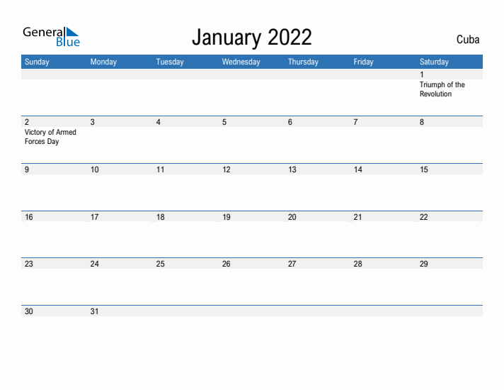 Fillable January 2022 Calendar