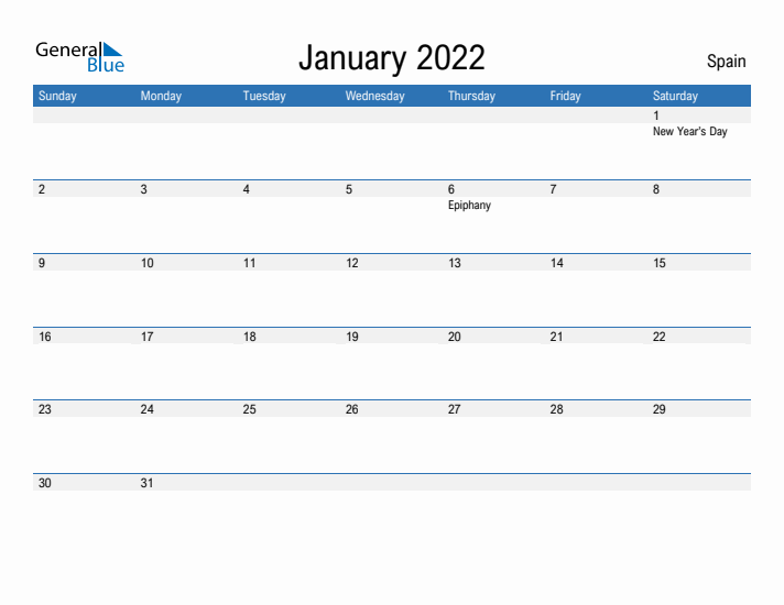 Fillable January 2022 Calendar