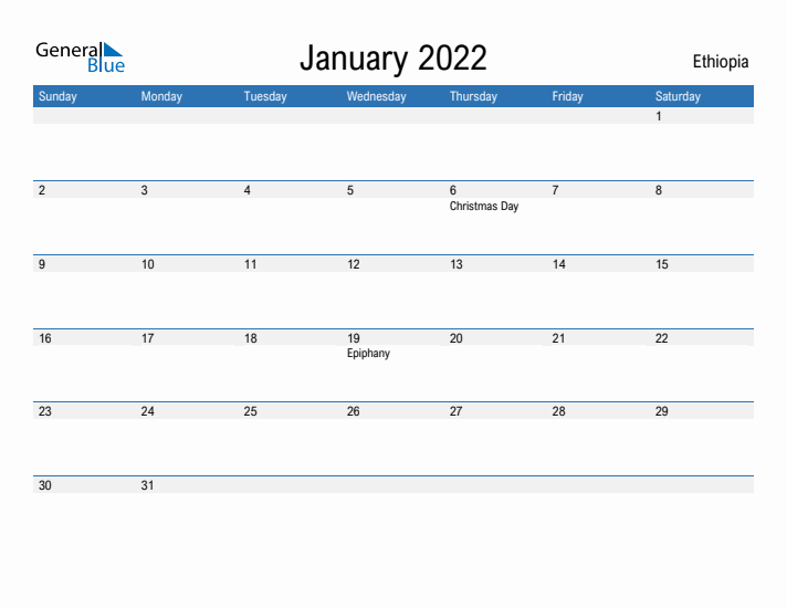 Fillable January 2022 Calendar