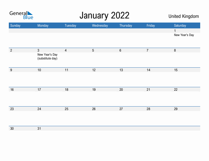 Fillable January 2022 Calendar