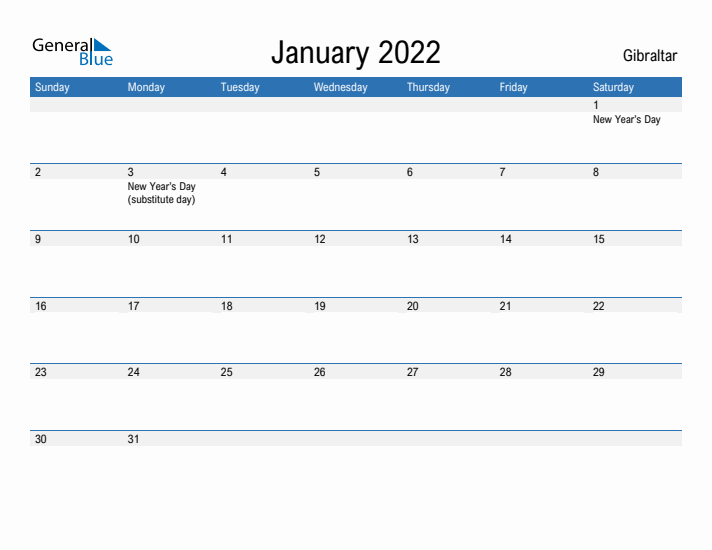 Fillable January 2022 Calendar