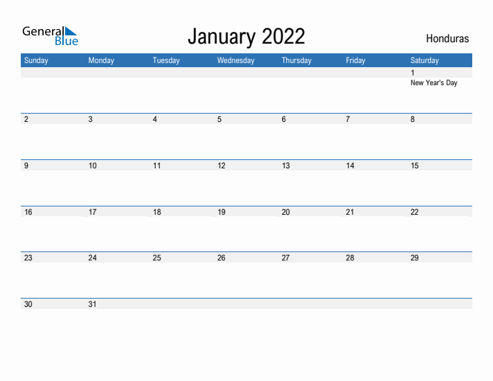 Fillable January 2022 Calendar