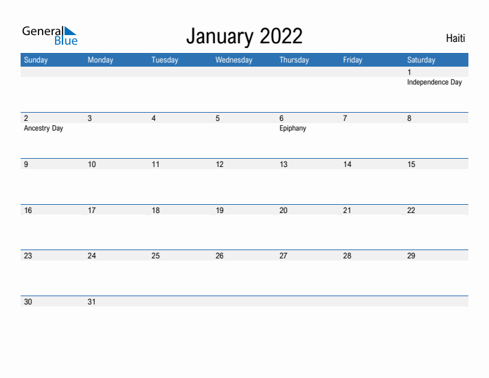 Fillable January 2022 Calendar