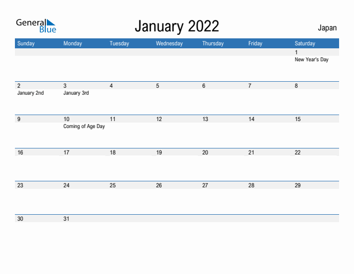 Fillable January 2022 Calendar