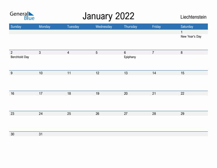 Fillable January 2022 Calendar