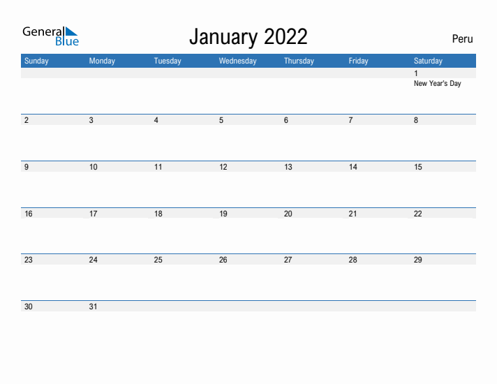 Fillable January 2022 Calendar