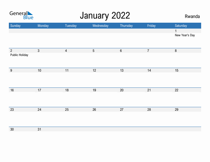 Fillable January 2022 Calendar