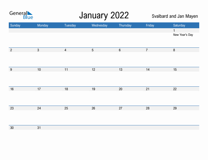 Fillable January 2022 Calendar