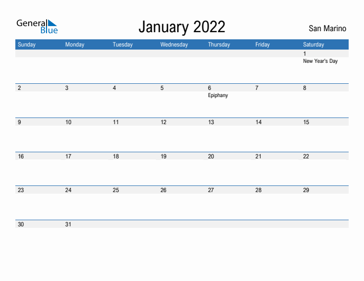 Fillable January 2022 Calendar