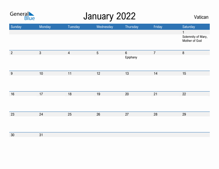 Fillable January 2022 Calendar