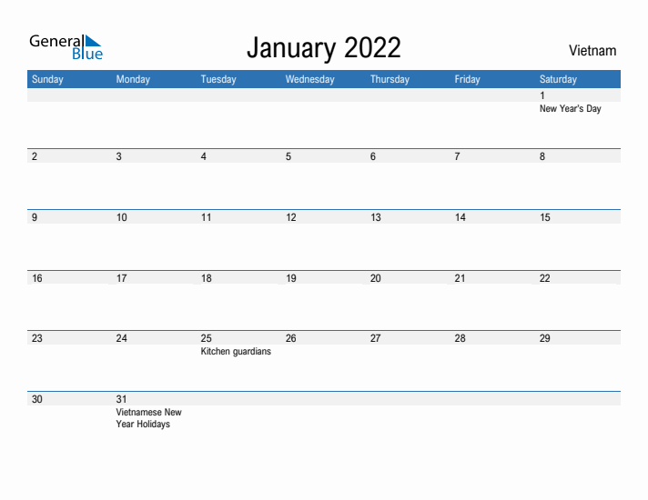 Fillable January 2022 Calendar