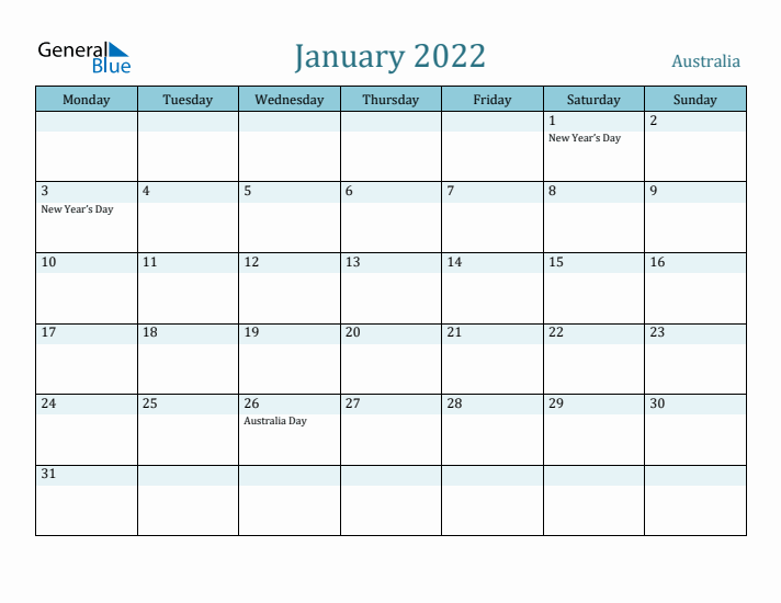 January 2022 Calendar with Holidays