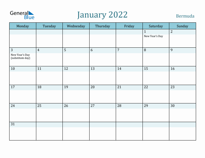 January 2022 Calendar with Holidays