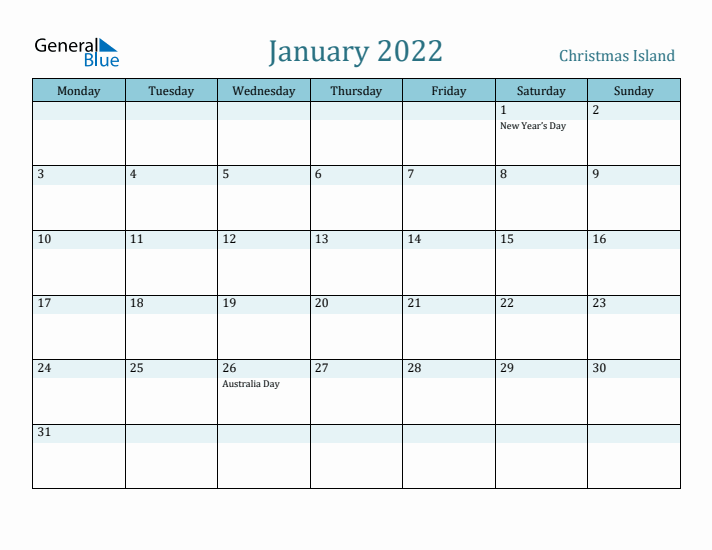 January 2022 Calendar with Holidays