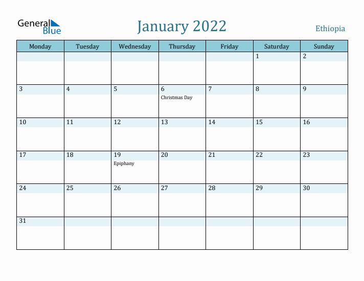 January 2022 Calendar with Holidays