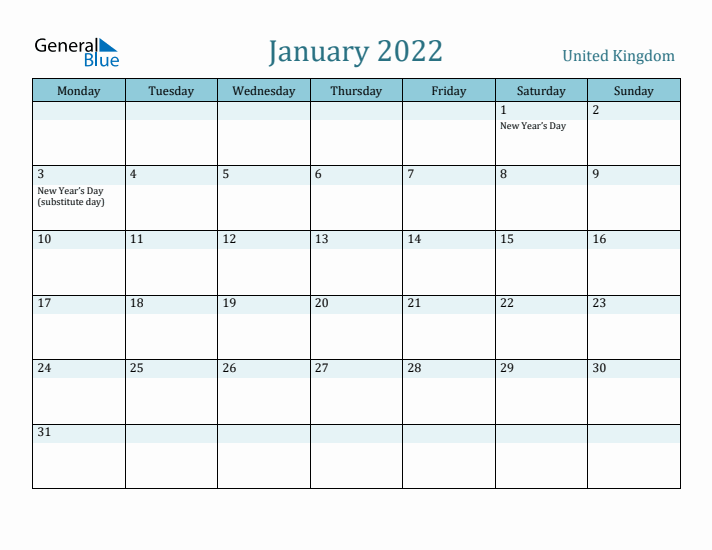 January 2022 Calendar with Holidays