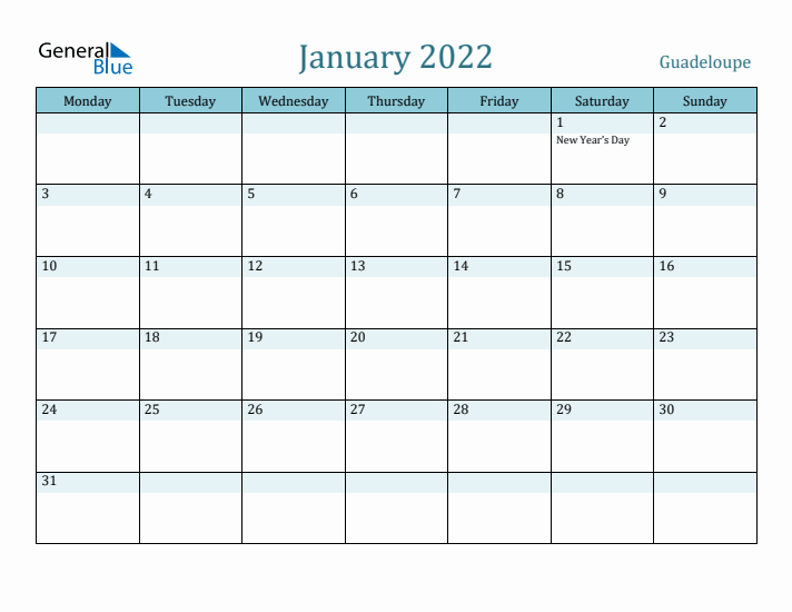 January 2022 Calendar with Holidays