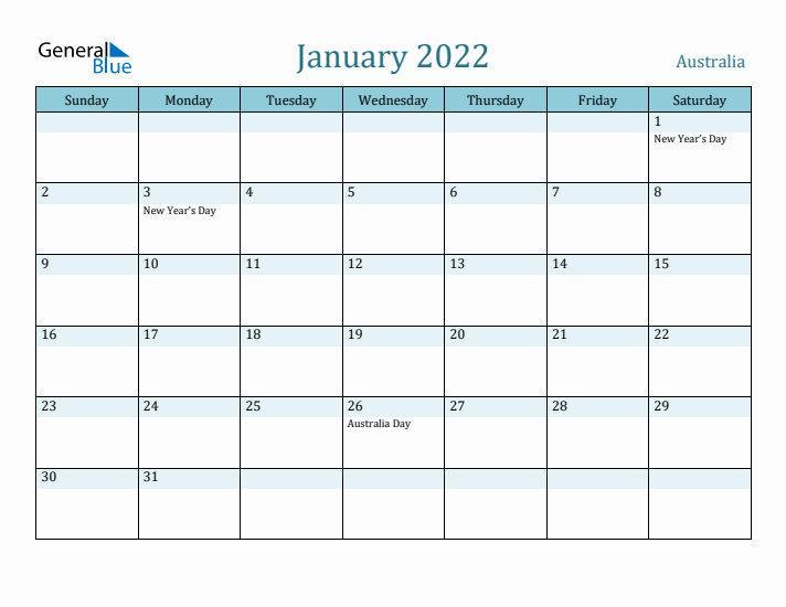 January 2022 Calendar with Holidays