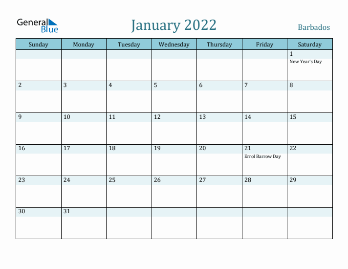 January 2022 Calendar with Holidays