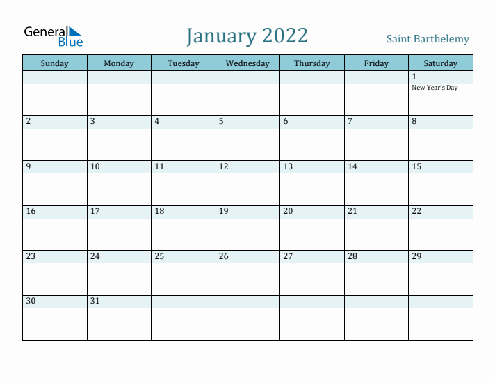 January 2022 Calendar with Holidays